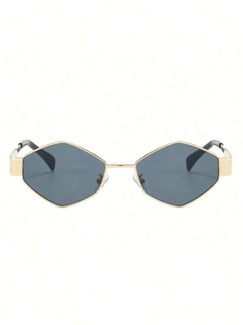 Gold Tone Geometric Cat Eye Sunglasses with Smoke Lenses